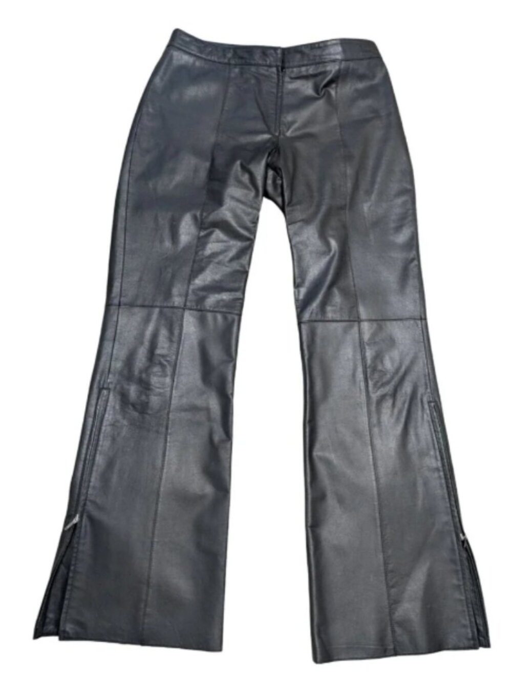 Danier Flare Leather Pants with Zippered Hem